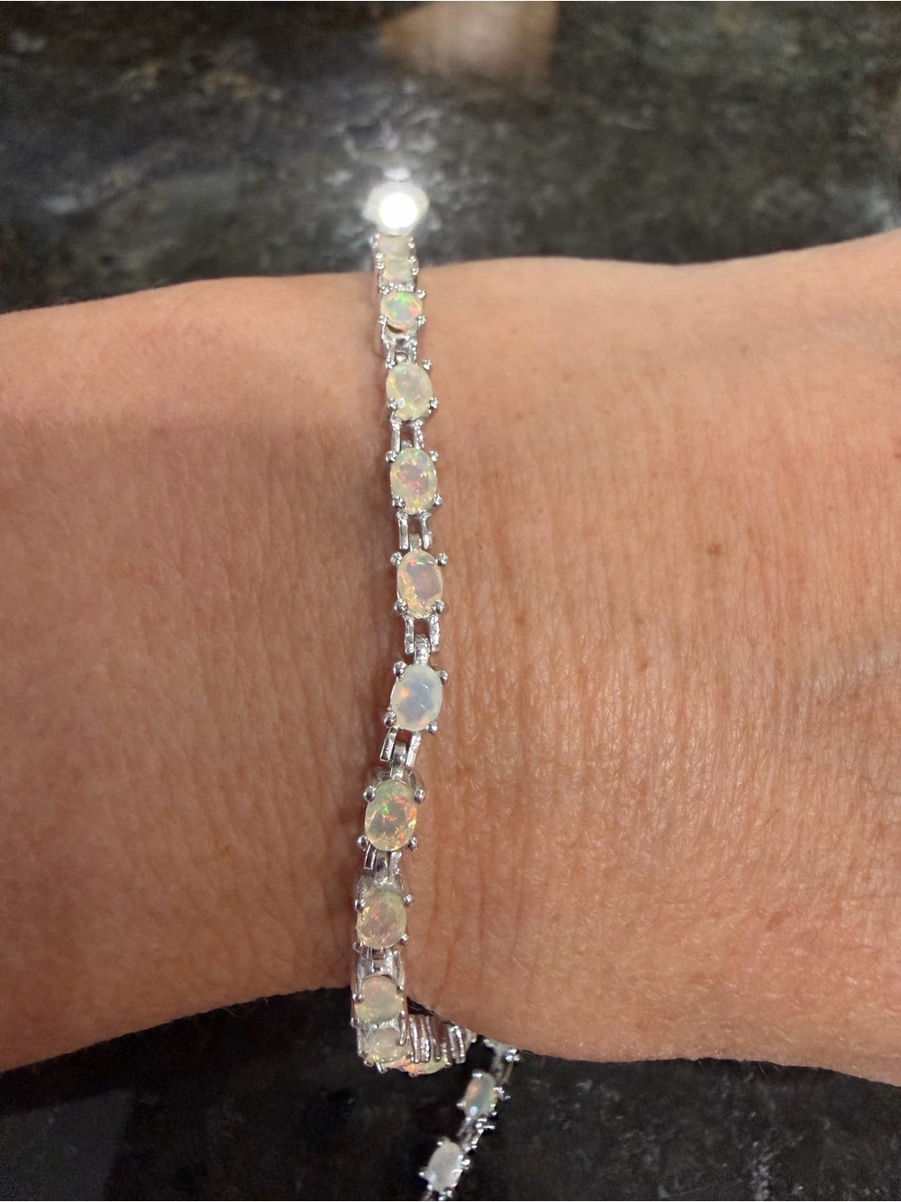Sterling Silver Ethiopian Opal Tennis Bracelet